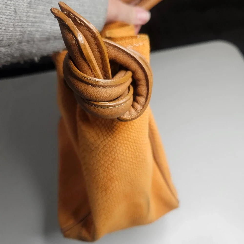 Sundance Orange Snakeskin Embossed‎ Leather Shoulder Bag Made in Italy Boho Hobo